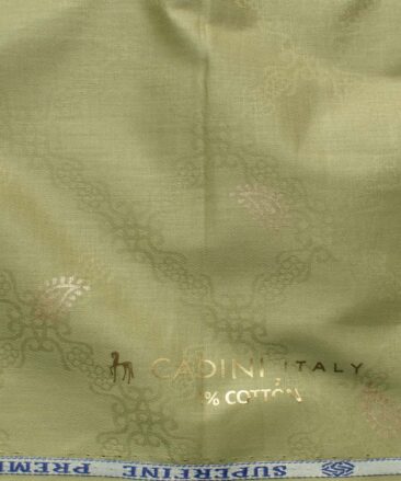 Canetti by Cadini Italy Men's Lawn Premium Cotton Printed 2.25 Meter Unstitched Shirting Fabric (Light Green)