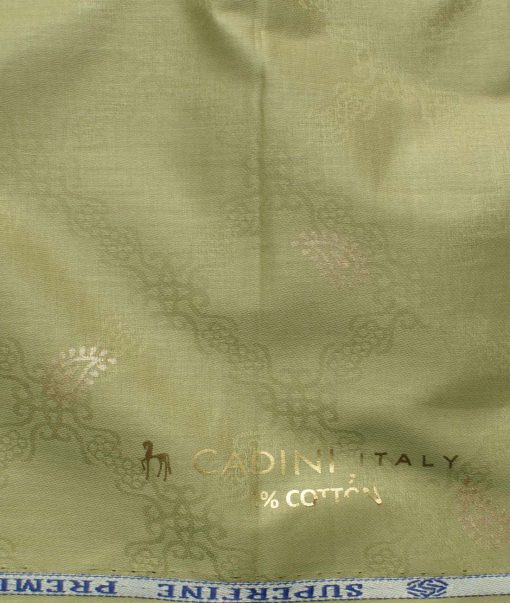 Canetti by Cadini Italy Men's Lawn Premium Cotton Printed 2.25 Meter Unstitched Shirting Fabric (Light Green)