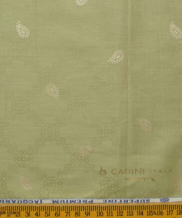 Canetti by Cadini Italy Men's Lawn Premium Cotton Printed 2.25 Meter Unstitched Shirting Fabric (Light Green)