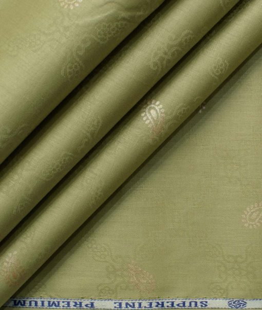 Canetti by Cadini Italy Men's Lawn Premium Cotton Printed 2.25 Meter Unstitched Shirting Fabric (Light Green)