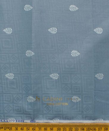 Canetti by Cadini Italy Men's Lawn Premium Cotton Printed 2.25 Meter Unstitched Shirting Fabric (Stone Blue)