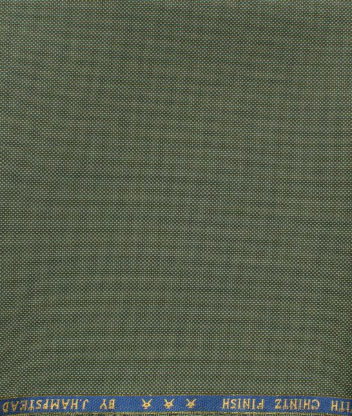 J.Hampstead Men's 60% Wool Super 130's Structured 1.30 Meter Unstitched Trouser Fabric (Olive Green)