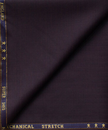 J.Hampstead Men's 60% Wool Super 140's Striped 1.30 Meter Unstitched Trouser Fabric (Dark Purple)