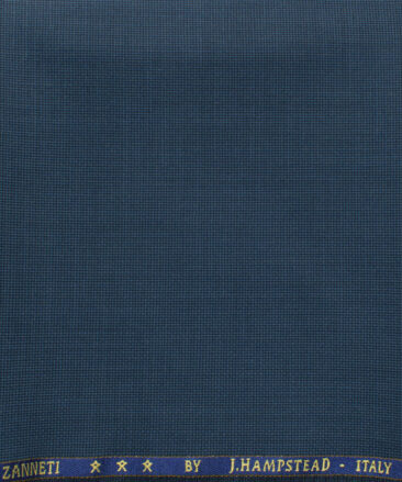 J.Hampstead Men's 60% Wool Super 140's Structured 1.30 Meter Unstitched Trouser Fabric (Aegean Blue)