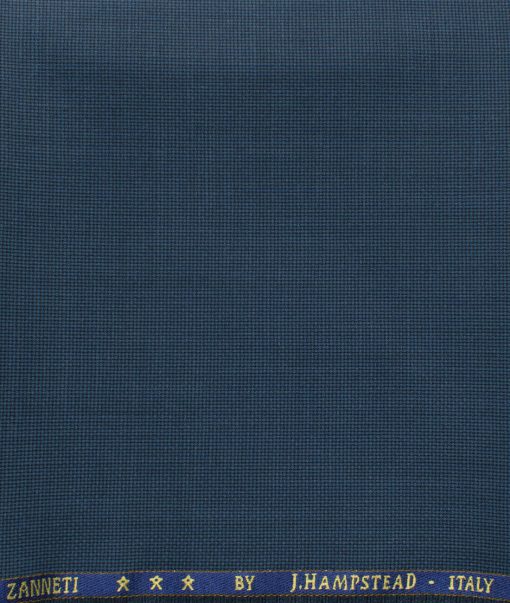 J.Hampstead Men's 60% Wool Super 140's Structured 1.30 Meter Unstitched Trouser Fabric (Aegean Blue)