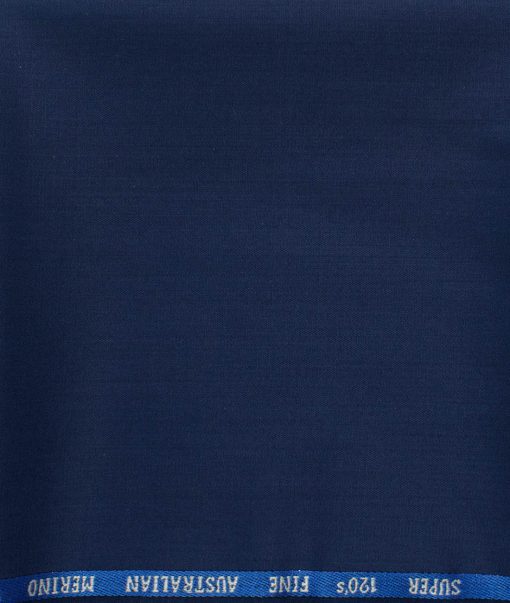 J.Hampstead Men's 60% Wool Super 120's Solids 1.30 Meter Unstitched Trouser Fabric (Dark Royal Blue)