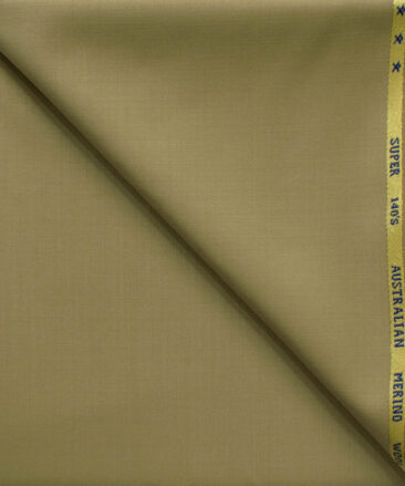 J.Hampstead Men's 60% Wool Super 140's Solids 1.30 Meter Unstitched Trouser Fabric (Khakhi Brown)