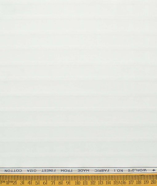 Luthai Men's Giza Cotton Checks 2.25 Meter Unstitched Shirting Fabric (White)