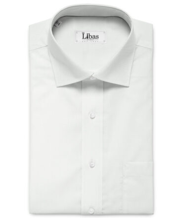 Luthai Men's Luxury Cotton Striped 2.25 Meter Unstitched Shirting Fabric (White)