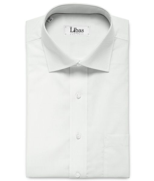 Luthai Men's Luxury Cotton Striped 2.25 Meter Unstitched Shirting Fabric (White)