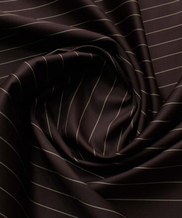 Luthai Men's Supima Cotton Striped 2.25 Meter Unstitched Shirting Fabric (Dark Brown)