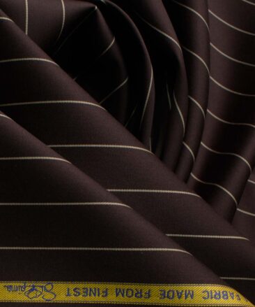 Luthai Men's Supima Cotton Striped 2.25 Meter Unstitched Shirting Fabric (Dark Brown)