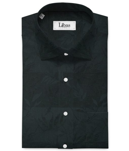 Luthai Men's Supima Cotton Self Design 2.25 Meter Unstitched Shirting Fabric (Blackish Grey)