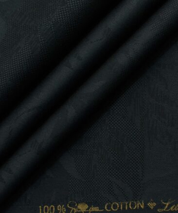 Luthai Men's Supima Cotton Self Design 2.25 Meter Unstitched Shirting Fabric (Blackish Grey)