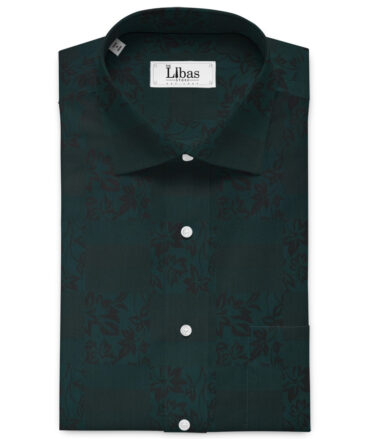 Luthai Men's Supima Cotton Self Design 2.25 Meter Unstitched Shirting Fabric (Dark Sea Green)