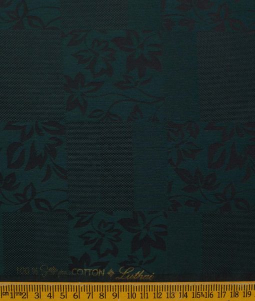 Luthai Men's Supima Cotton Self Design 2.25 Meter Unstitched Shirting Fabric (Dark Sea Green)