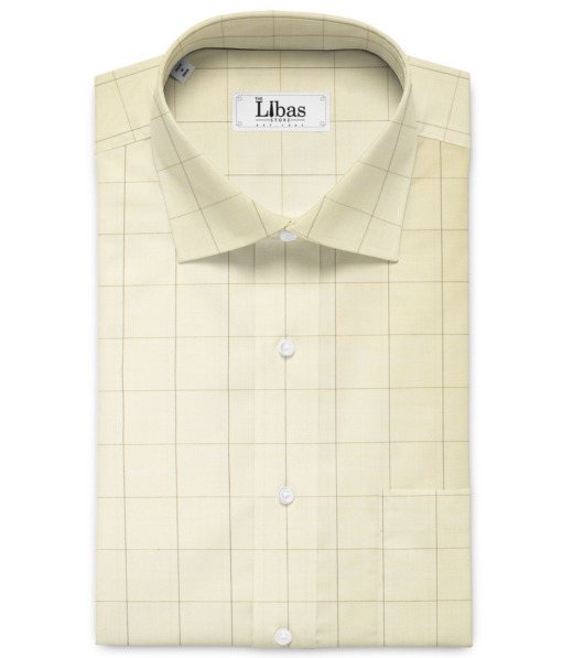 Tessitura Monti Men's Giza Cotton Checks  Unstitched Shirting Fabric (Daffodil Yellow) - Image 2