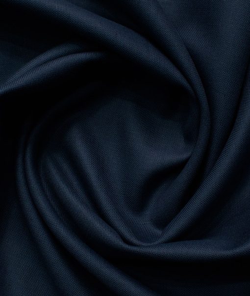 Linen Club Men's Linen Cotton  Solids 3.75 Meter Unstitched Suiting Fabric (Dark Blue)