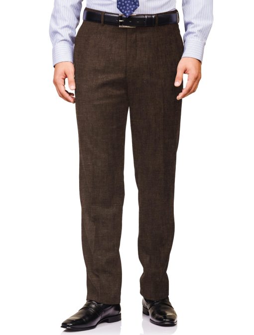 Linen Club Men's 100% Linen 30 LEA Solids  Unstitched Suiting Fabric (Dark Brown) - Image 4