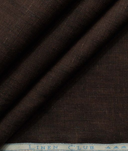 Linen Club Men's 100% Linen 30 LEA Solids  Unstitched Suiting Fabric (Dark Brown)