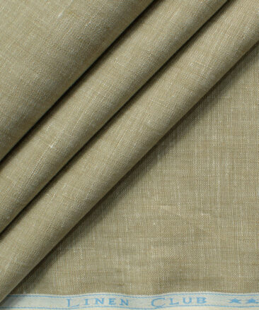 Linen Club Men's 100% Linen 30 LEA Solids 3.75 Meter Unstitched Suiting Fabric (Light Brown)