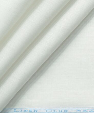 Linen Club Men's Pure Linen 66 LEA Solids 3.50 Meter Unstitched Shirting Fabric (White)