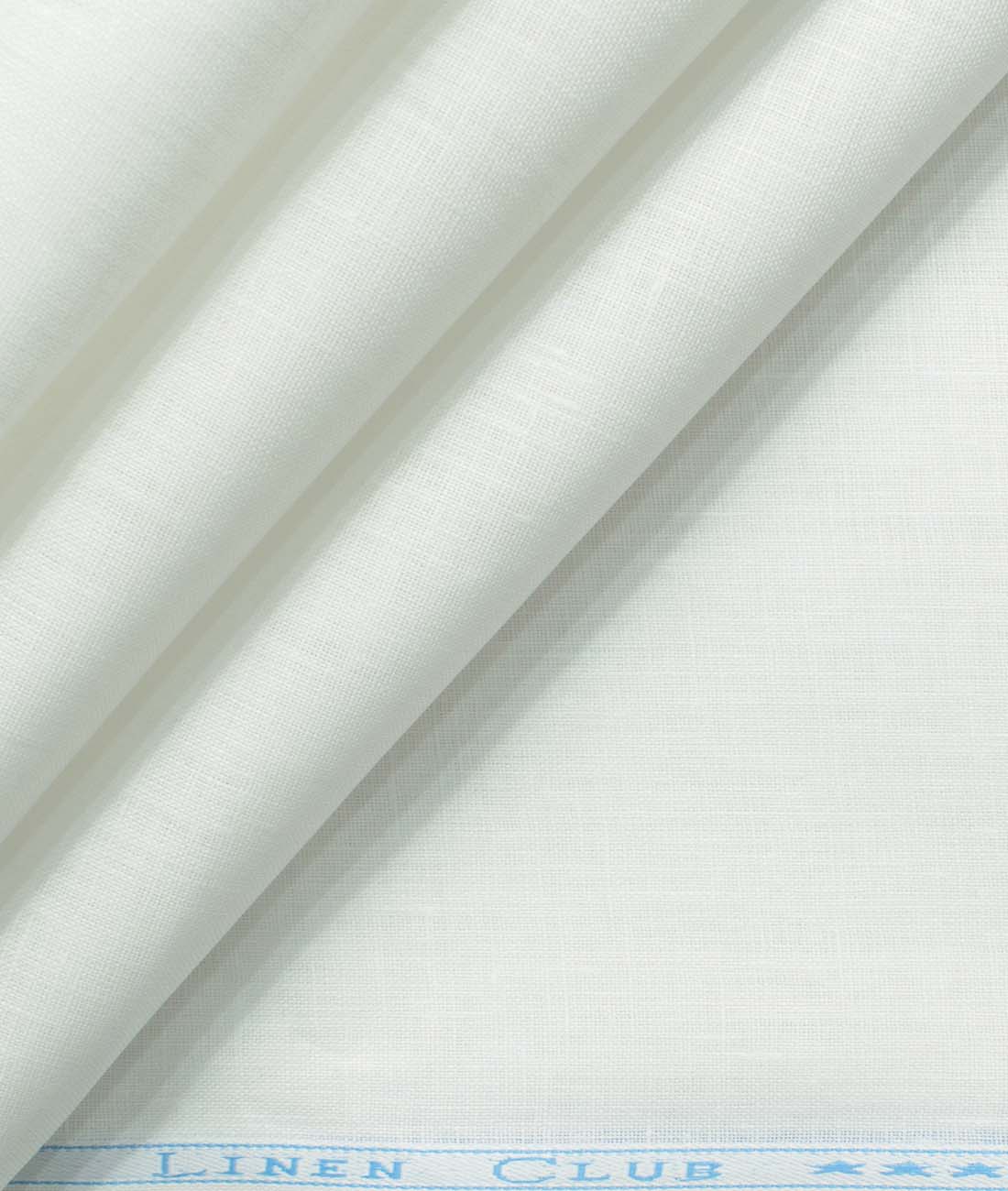 Linen Club Men's Pure Linen 66 LEA Solids 3.50 Meter Unstitched Shirting Fabric (White)