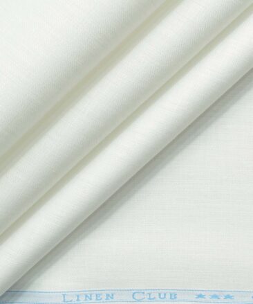 Linen Club Men's Pure Linen 66 LEA Solids 3.50 Meter Unstitched Shirting Fabric (White)