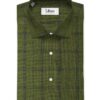 Linen Club Men's Pure Linen 66 LEA Checks 2.25 Meter Unstitched Shirting Fabric (Moss Green)