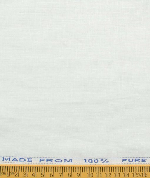 Arvind Men's Pure Linen 44 LEA Solids 3.50 Meter Unstitched Shirting Fabric (White)