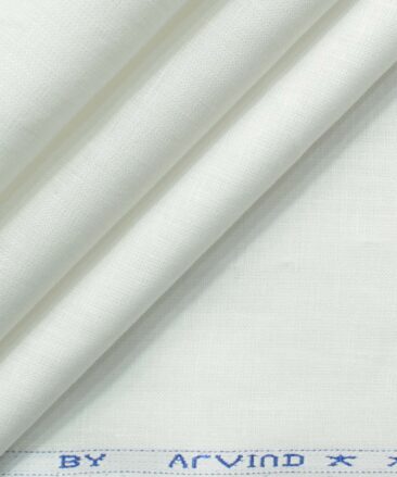 Arvind Men's Pure Linen 44 LEA Solids 3.50 Meter Unstitched Shirting Fabric (White)