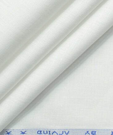 Arvind Men's Pure Linen 60 LEA Self Design 3.50 Meter Unstitched Shirting Fabric (White)