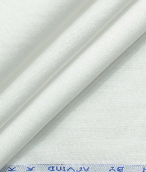 Arvind Men's Pure Linen 60 LEA Self Design 3.50 Meter Unstitched Shirting Fabric (White)