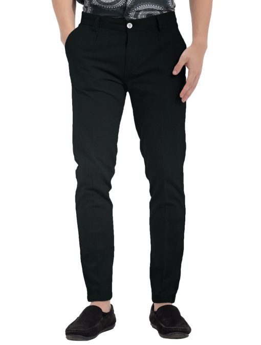 Burgoyne Men's Cotton Solids 3.75 Meter Stretchable Unstitched Trouser Fabric (Black)