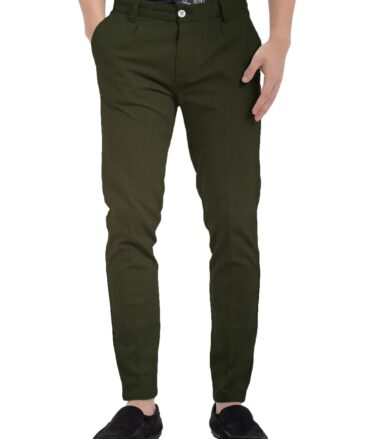 Burgoyne Men's Cotton Solids 3.75 Meter Stretchable Unstitched Trouser Fabric (Dark Olive Green)