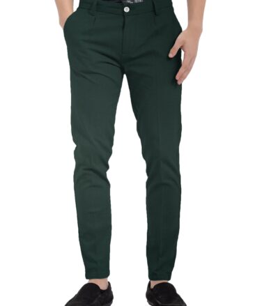 Burgoyne Men's Cotton Solids 3.75 Meter Stretchable Unstitched Trouser Fabric (Dark Pine Green)