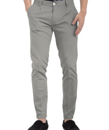 Burgoyne Men's Cotton Solids 3.75 Meter Stretchable Unstitched Trouser Fabric (Fossil Grey)