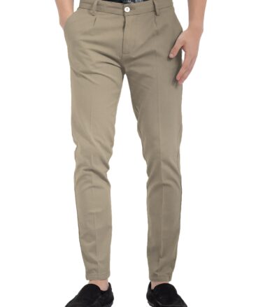 Burgoyne Men's Cotton Solids 3.75 Meter Stretchable Unstitched Trouser Fabric (Light Brown)