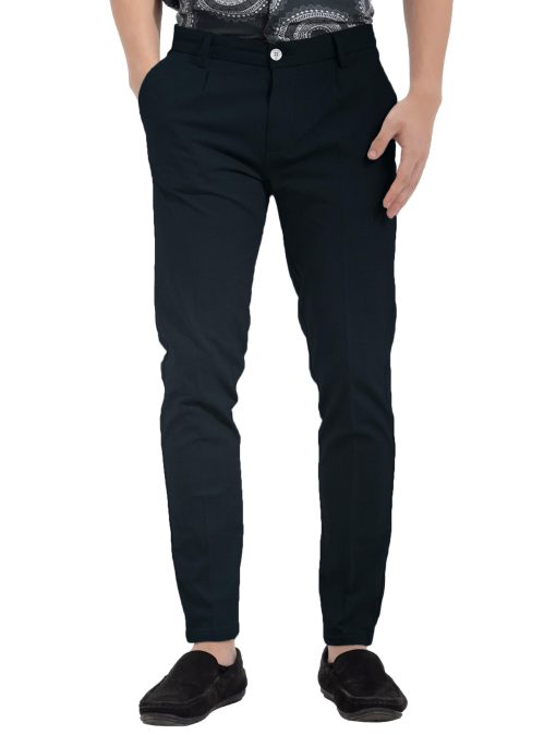 Burgoyne Men's Cotton Solids 3.75 Meter Stretchable Unstitched Trouser Fabric (Navy Blue)