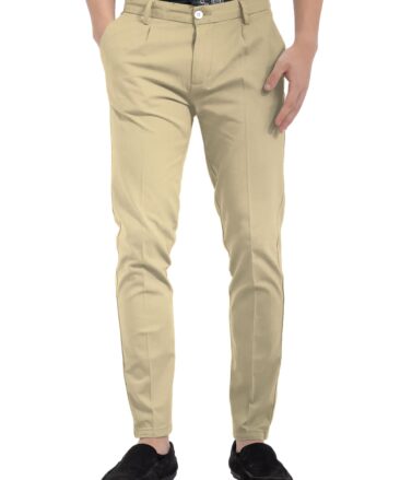 Burgoyne Men's Cotton Solids 3.75 Meter Stretchable Unstitched Trouser Fabric (Sandcastle Beige)