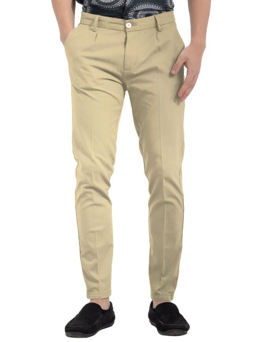 Burgoyne Men's Cotton Solids 3.75 Meter Stretchable Unstitched Trouser Fabric (Sandcastle Beige)