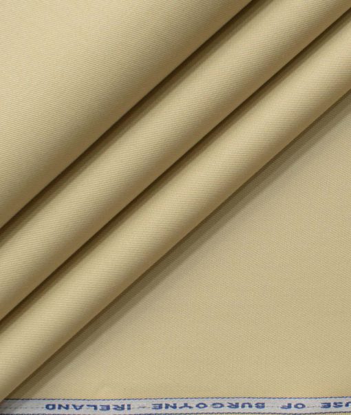 Burgoyne Men's Cotton Solids 3.75 Meter Stretchable Unstitched Trouser Fabric (Sandcastle Beige)