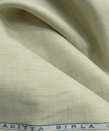 Cavallo by Linen Club Men's Cotton Linen Self Design 2.25 Meter Unstitched Shirting Fabric (Bone Beige)