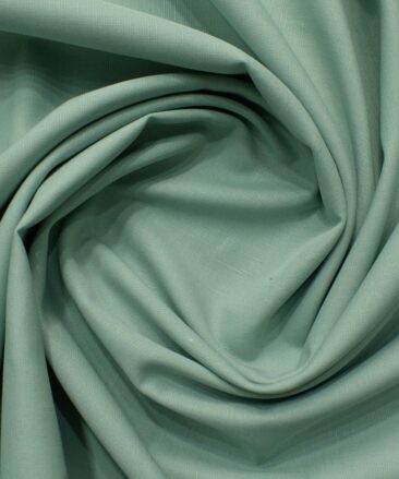 Cavallo by Linen Club Men's Cotton Linen Self Design 2.25 Meter Unstitched Shirting Fabric (Fern Green)