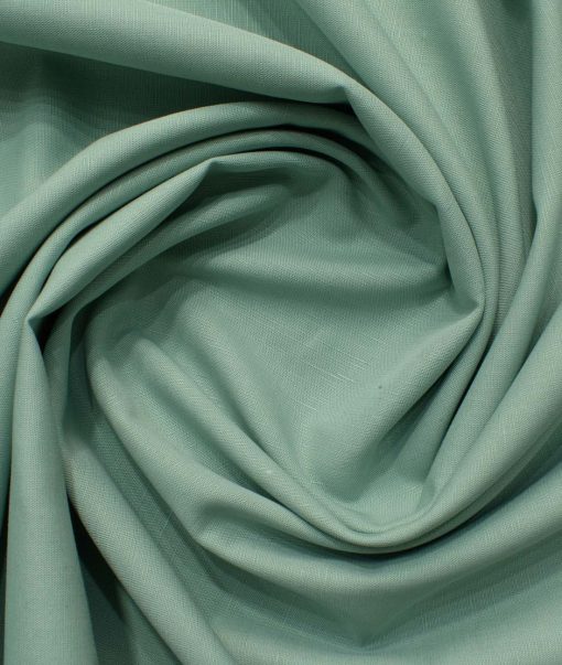 Cavallo by Linen Club Men's Cotton Linen Self Design 2.25 Meter Unstitched Shirting Fabric (Fern Green)