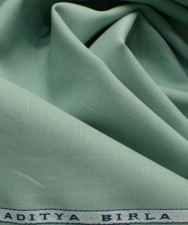 Cavallo by Linen Club Men's Cotton Linen Self Design 2.25 Meter Unstitched Shirting Fabric (Fern Green)