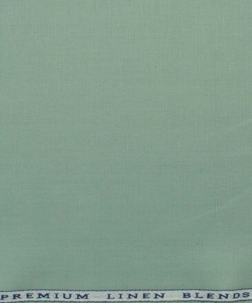 Cavallo by Linen Club Men's Cotton Linen Self Design 2.25 Meter Unstitched Shirting Fabric (Fern Green)