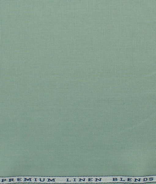 Cavallo by Linen Club Men's Cotton Linen Self Design 2.25 Meter Unstitched Shirting Fabric (Fern Green)