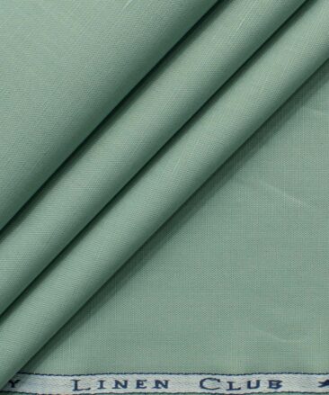 Cavallo by Linen Club Men's Cotton Linen Self Design 2.25 Meter Unstitched Shirting Fabric (Fern Green)