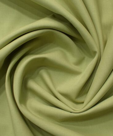 Cavallo by Linen Club Men's Cotton Linen Self Design 2.25 Meter Unstitched Shirting Fabric (Olive Green)